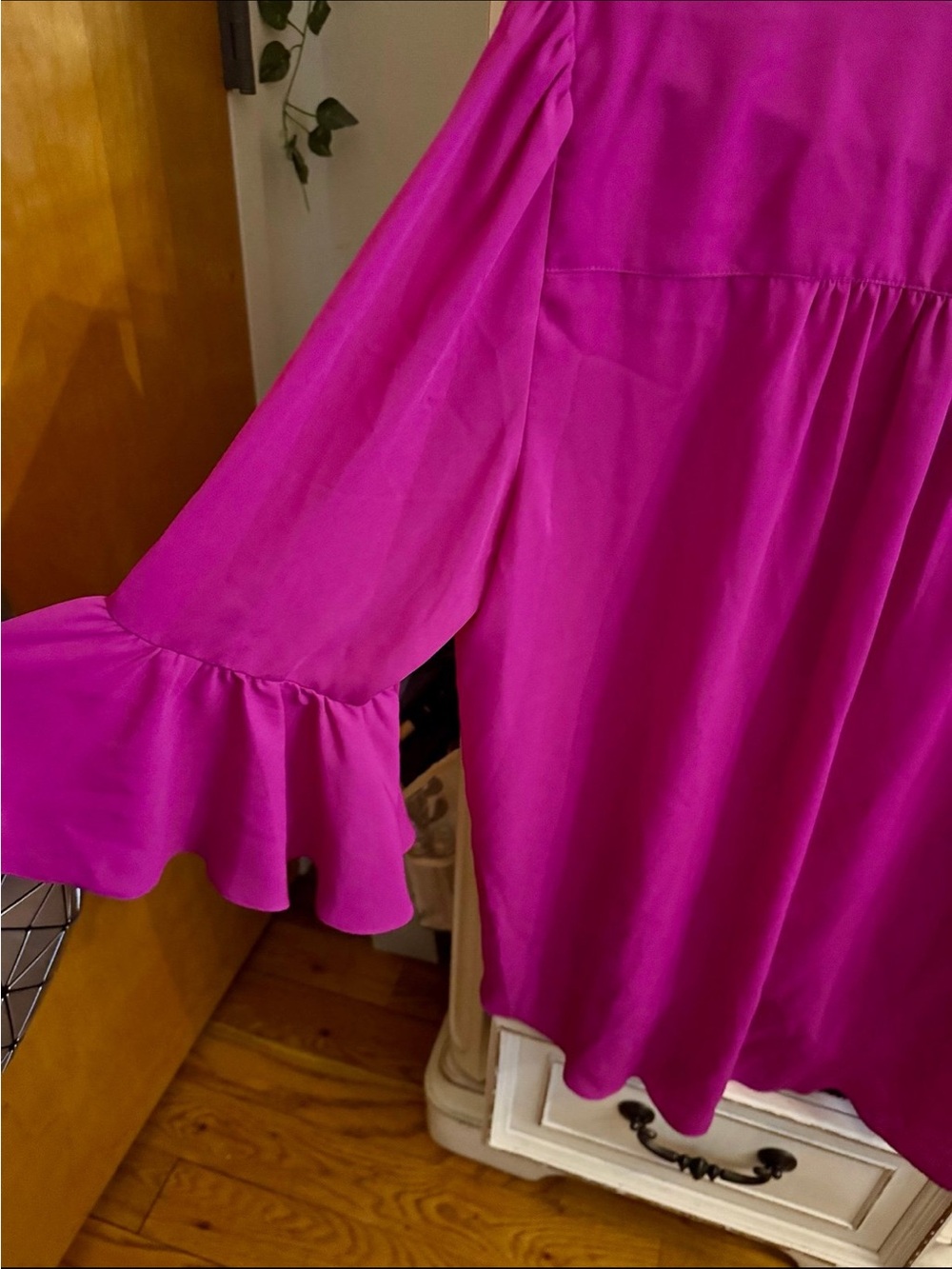 INC International Concepts Bright Fuchsia Wrap Blouse with Bell Sleeves - Picture 4 of 7